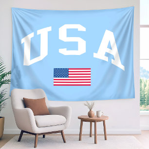 USA Patriotic Independence Day American Flag Tapestry