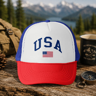 USA Patriotic Independence Day American Flag Trucker Hat