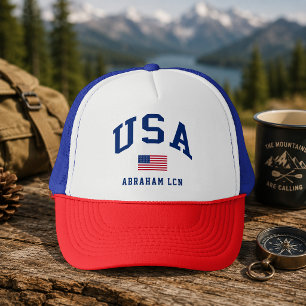 USA Patriotic Independence Day American Flag Trucker Hat