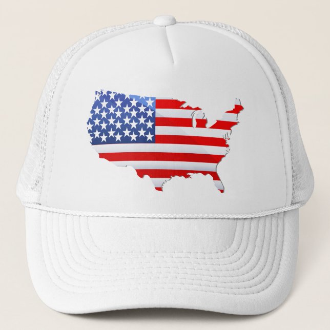 USA Patriotic Map Flag Trucker Hat (Front)