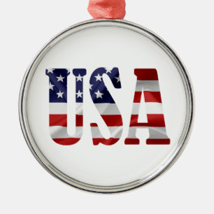USA Patriotic Metal Ornament
