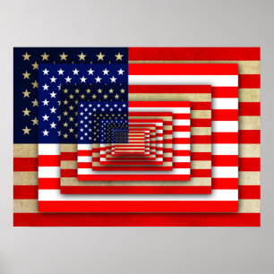 USA Patriotic Poster-Alternating Flag layers Poster