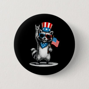 Usa Patriotic Raccoon Men Women Kids Funny 4th Of  2 Inch Round Button