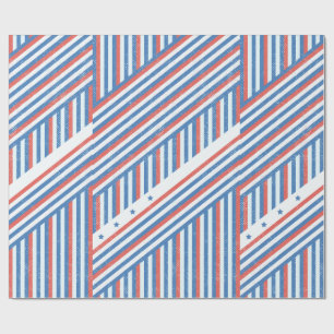 USA Patriotic Red White & Blue Stars Wrapping Paper