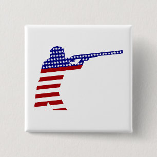 USA Patriotic Rifle Shooting 2 Inch Square Button