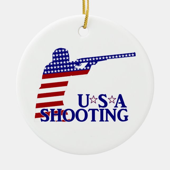 USA Patriotic Rifle Shooting Ceramic Ornament (Front)