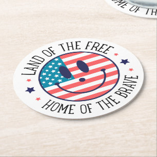 USA Patriotic  Round Paper Coaster