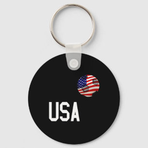Usa Patriotic Soccer Ball Graphic Red White And Bl Keychain