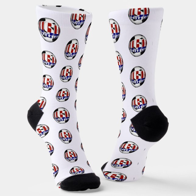 USA Patriotic SOCCER Sports Socks (Angled)