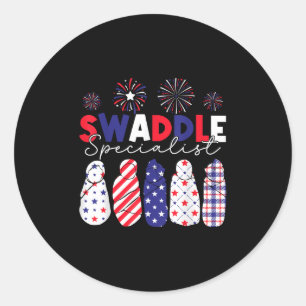 Usa Patriotic Swaddle Specialist Nicu Nurse 4th Of Classic Round Sticker