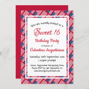 USA Patriotic SWEET 16 Birthday Personalized Invitation