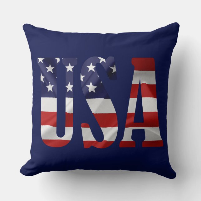 USA Patriotic Throw Pillow (Front)