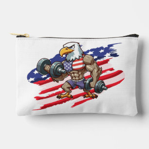 USA/patriotic weightlifting bald eagle Accessory Pouch