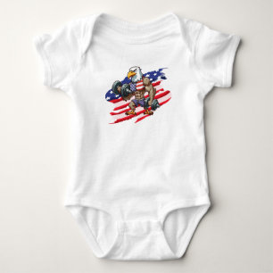 USA/patriotic weightlifting bald eagle Baby Bodysuit