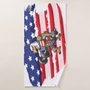 USA/patriotic weightlifting bald eagle Bath Towel