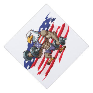 USA/patriotic weightlifting bald eagle Graduation Cap Topper