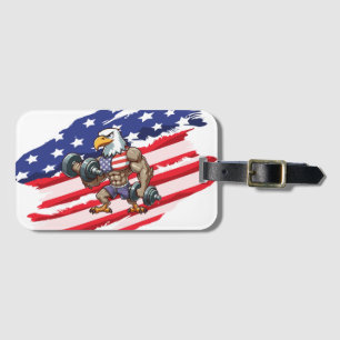USA/patriotic weightlifting bald eagle Luggage Tag