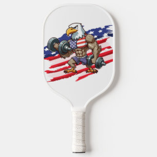 USA/patriotic weightlifting bald eagle Pickleball Paddle