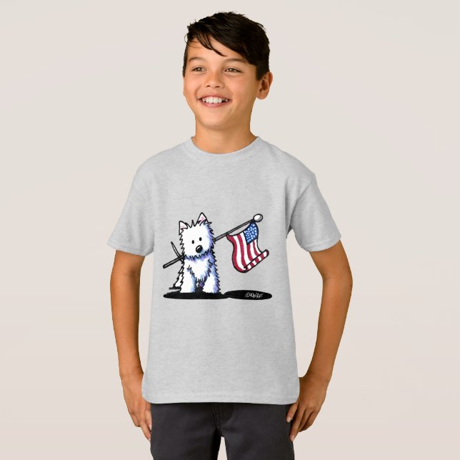 USA Patriotic Westie Terrier T-Shirt (Front Full)
