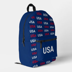 USA Pattern Red White and Blue Patriotic Printed Backpack