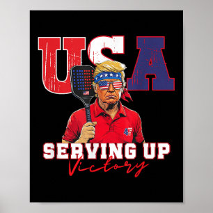 Usa Pickleball Champ Patriotic Trump & Pickleb Poster