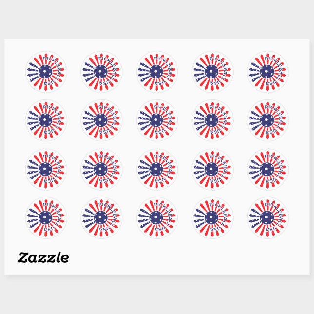 ❤️💙🤍USA pickleball set Classic Round Sticker (Sheet)