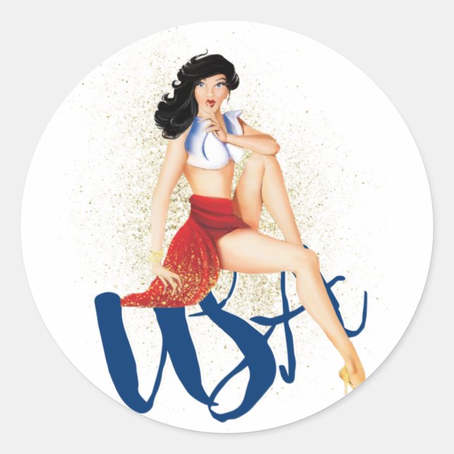USA Pinup Classic Round Sticker (Front)
