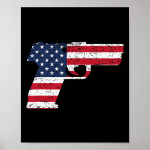 Usa Pistol American Gun Flag 4th Of July  Poster