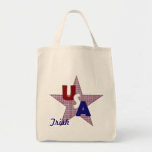USA Plaid Star-Grocery Tote