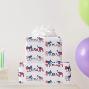 USA Politics Democratic Donkey Republican Elephant Wrapping Paper