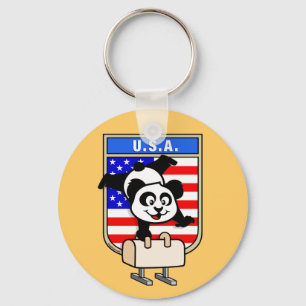 USA Pommel Horse Panda Keychain