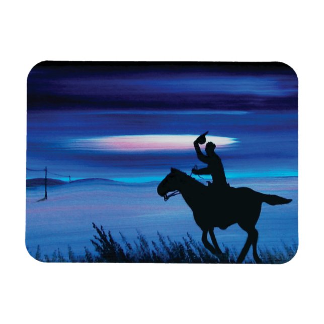 USA Pony Express 🐎 Cowboy Rider Painting Magnet (Horizontal)
