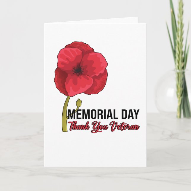 USA Poppy Poppy Memorial Day Veterans Day Pride Card (Front)
