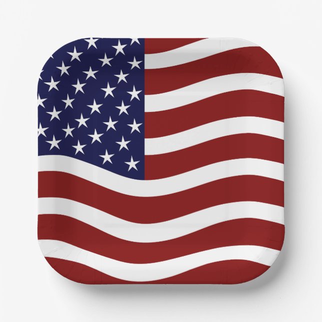 USA Pride 7" Square Paper Plates –Flag Mark Design (Front)