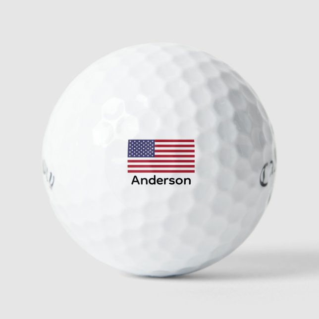 USA Print American Flag Personalized Golf Balls (Front)
