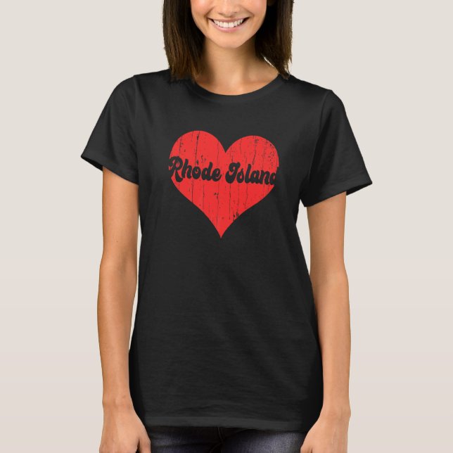 USA Proud America State Flag Heart Love Rhode Isla T-Shirt (Front)