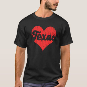 USA Proud America State Flag Heart Love Texas T-Shirt