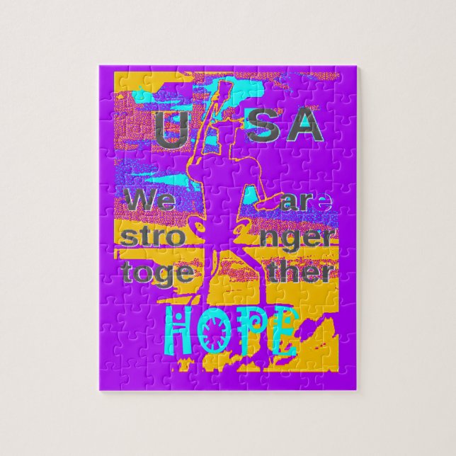 USA Psychedelic Hope: Neon Unity Art Jigsaw Puzzle (Vertical)