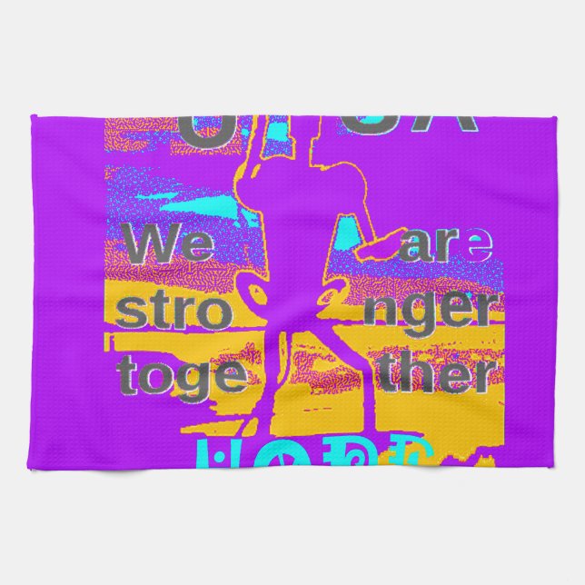 USA Psychedelic Hope: Neon Unity Art Kitchen Towel (Horizontal)