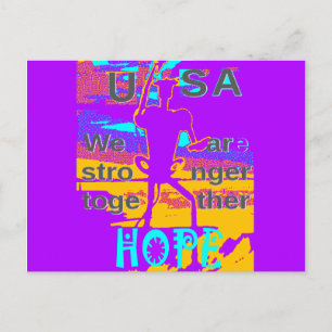 USA Psychedelic Hope: Neon Unity Art Postcard