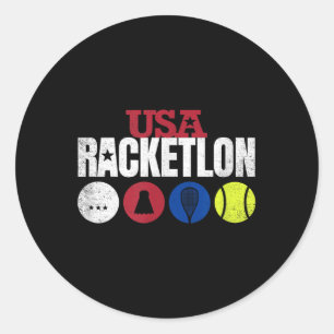 Usa Racketlon - Table Tennis Badminton Squash Tenn Classic Round Sticker