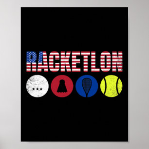 Usa Racketlon - Table Tennis Badminton Squash Tenn Poster