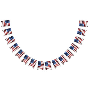 USA red blue sparkles glitters Bunting Flags