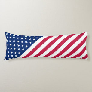 USA Red Blue White Stripes Stars Flag Body Pillow
