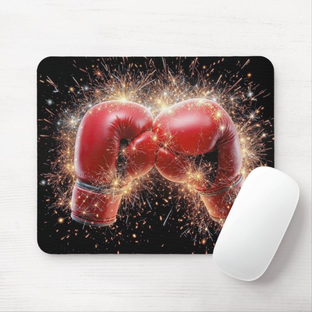 USA Red Boxing Gloves In Fireworks Mouse Pad (With Mouse)