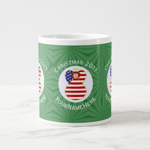 USA Red Hair Angel Christmas Flag Personalized Large Coffee Mug