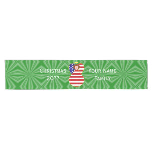 USA Red Hair Angel Christmas Flag Personalized  Short Table Runner