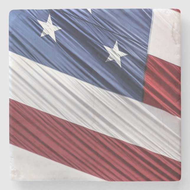 USA Red, White and Blue American Patriotic Flag Stone Coaster (Front)