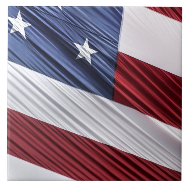 USA Red, White and Blue American Patriotic Flag Tile (Front)