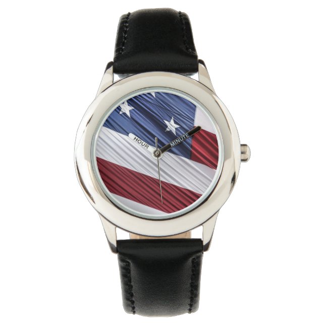 USA Red, White and Blue American Patriotic Flag Watch (Front)